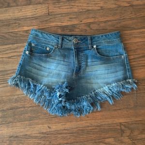 distressed jean shorts